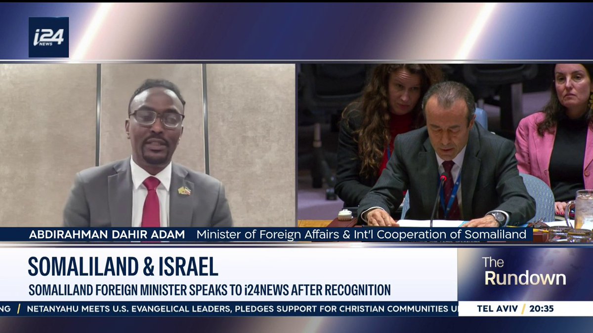 “There are countries at the UNSC that know Israel is correct and has every right to recognize Somaliland,” said Abdirahman Dahir Adam, Somaliland’s Foreign Minister, speaking with Nicole Zedeck on #TheRundown Watch the full interview: