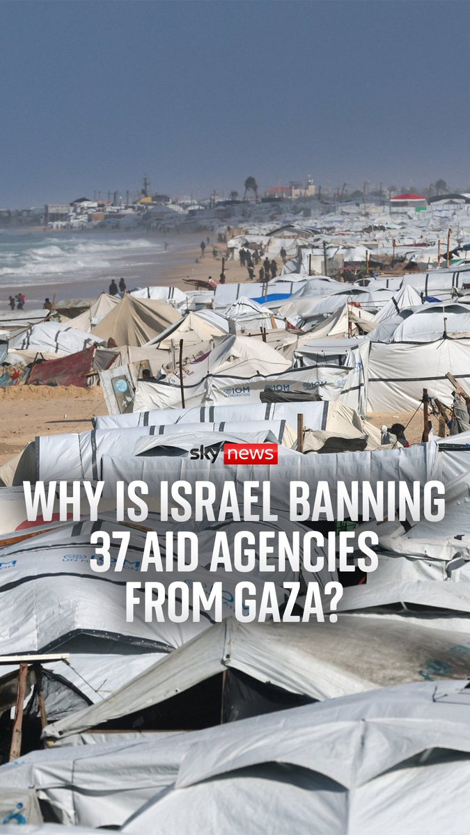 Israel says it is suspending more than 30 humanitarian organisations, including Doctors Without Borders, from operating in Gaza for failing to comply with new registration rules. Sky's Adam Parsons explains.