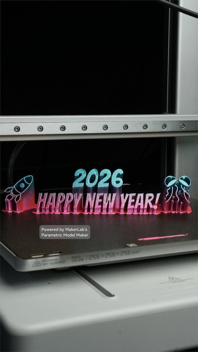 Happy New Year, Bambu Lab Friends! 2025 was an incredible year, and we’re so grateful for all the contributions and support from our amazing community. We can’t wait for everything ahead in 2026! What are you most looking forward to this year? What’s your 3D printing New Year’s resolution? Let us know in the comments! 2026 will be even better. Stay tuned for all the excitement ahead! #BambuLab #3DPrinting #3DPrinter #NewYear #NewYear2026