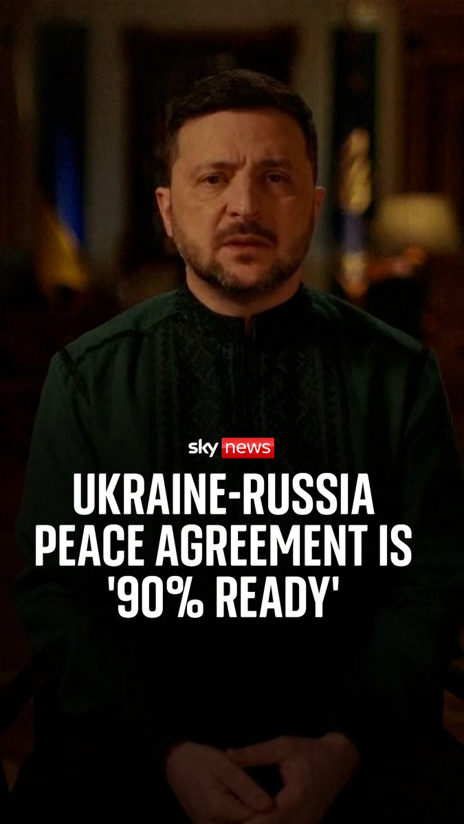 In his New Year address, Ukrainian President Volodymyr Zelenskyy said the remaining 10% of a deal to end war will determine Ukraine fate