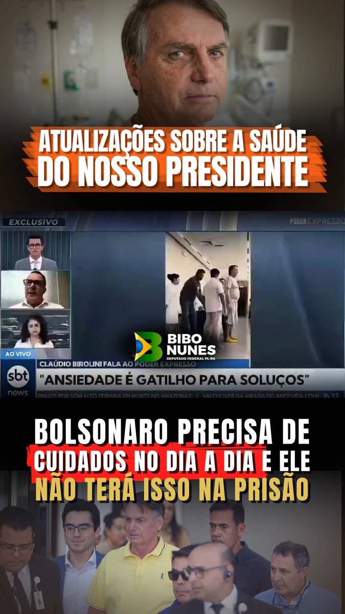 ⚠️ Bolsonaro precisa de cuidados médicos constantes. Não é luxo, é necessidade humana. Ele enfrenta limitações físicas, risco de quedas, oscilações de pressão, uso diário de equipamentos médicos, fisioterapia, acompanhamento contínuo e uma rotina rigorosa de pós-operatório. Tudo isso exige atenção, estrutura e presença médica permanente. Nada disso existe no cárcere que impuseram a ele. Uma prisão fria, hostil, incapaz de oferecer o mínimo para preservar sua saúde e sua vida. Bolsonaro foi condenado sem crime, sem prova, sem justiça. Está pagando com o próprio corpo por algo que não cometeu. Não é sobre política. É sobre humanidade. É sobre não deixar um homem adoecer — ou morrer — por perseguição. Compartilhe se concorda. Siga-me nas redes sociais