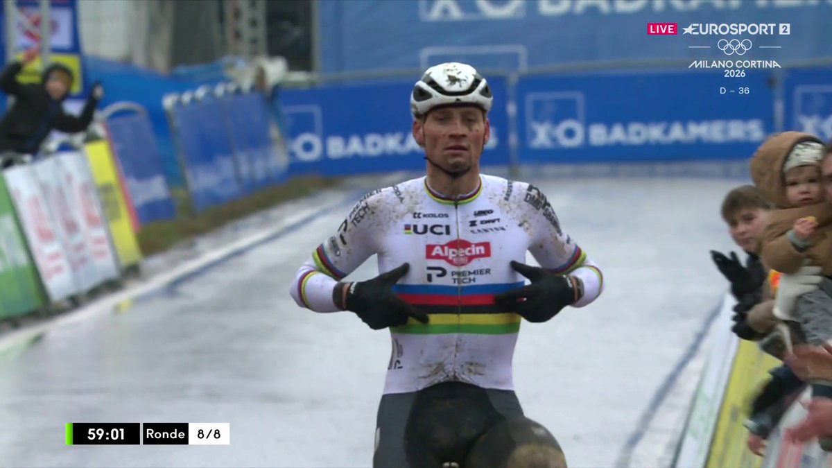 705 días sin conocer la derrota. 18 victorias consecutivas. 🌈 Van der Poel, la rutina de lo extraordinario. #X2OBadkamersTrofee