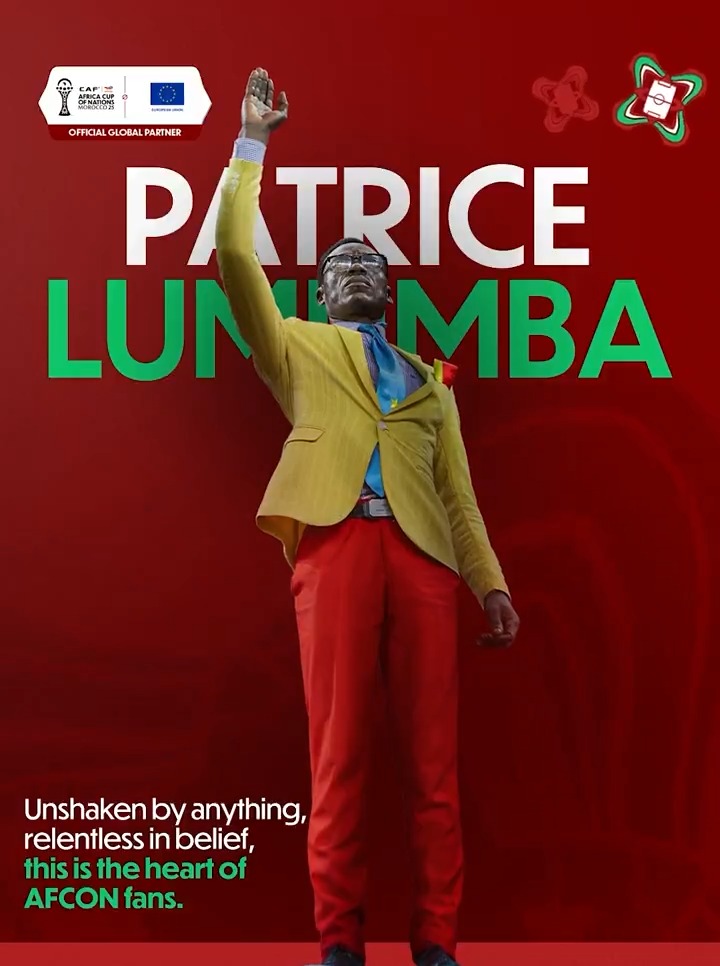 Unshaken by anything. Unmoving in belief. 🇨🇩❤️ A living symbol of pride and belief from DR Congo fan “Lumumba” at the #TotalEnergiesAFCON2025. #WeLiveDifferent | EU International Partnerships 🇪🇺