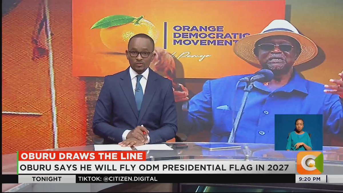 Oburu Draws The Line: Oburu says he will fly ODM presidential flag in 2027 Oburu: I am the ODM party presidential candidate Oburu: Those eyeing ODM presidential ticket are misplaced Oburu: ODM party is too big to be sold to anybody #CitizenTonight