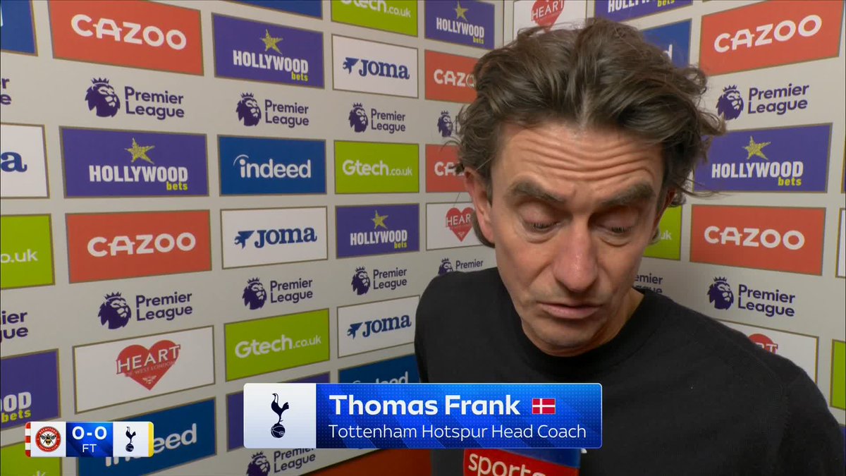 "Fantastic clean sheet mentality" 💪 Thomas Frank reacts after Spurs draw 0-0 with Brentford.