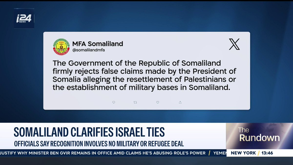 “If Israel establishes a base in Somaliland, which I believe is the direction things are heading, it would be far easier for Israel to gather intelligence and operate against Yemen’s Houthis,” Yaakov Lappin joins Benita Levin on #TheRundown