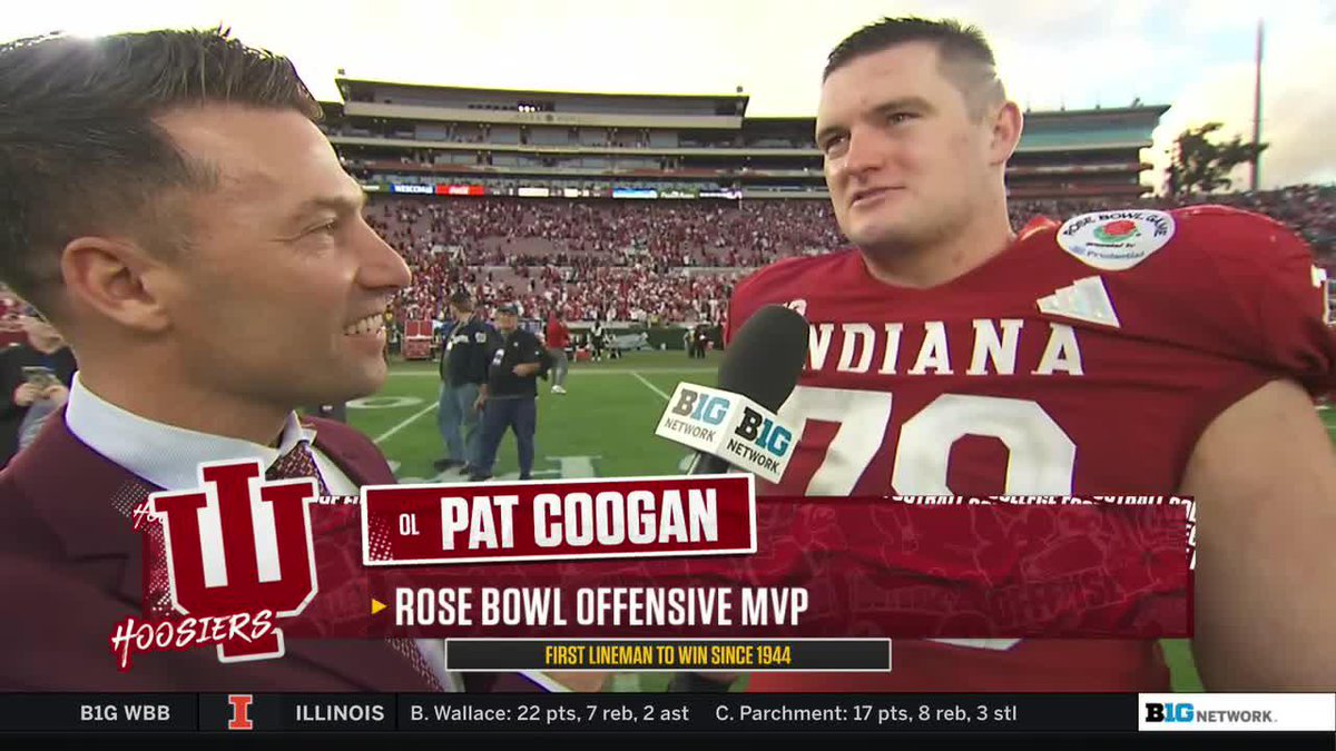 Center Pat Coogan is the Rose Bowl Game Offensive MVP, and he can't believe it 😆 Indiana Football