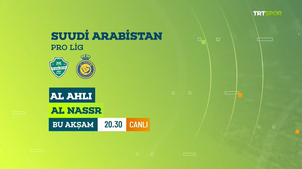 🇸🇦 Suudi Arabistan Pro Lig'in yıldızları TRT Spor ekranlarında sahne alıyor! 🇹🇷 Milli futbolcumuz Merih Demiral'ın formasını giydiği Al-Ahli, Cristino Ronaldo'lu Al-Nassr'ı konuk ediyor. 📅 Bu akşam 🕣 20.30 📺💻📱 TRT Spor
