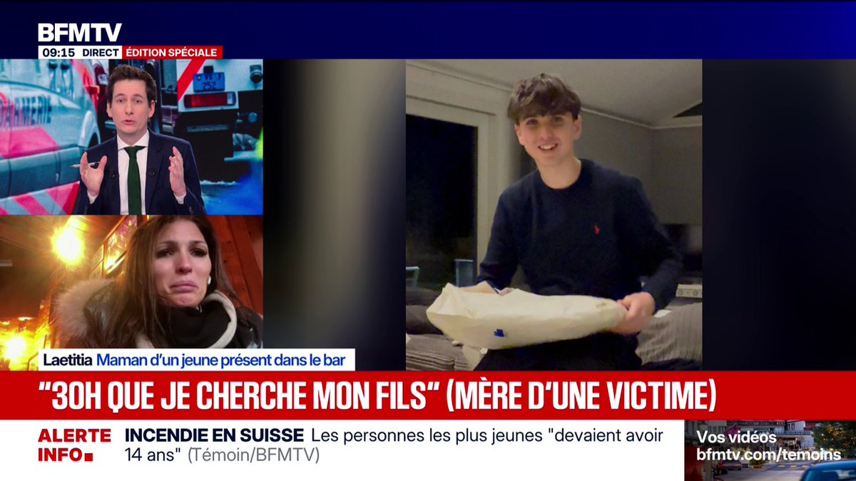 🗣️ Laetitia : « Sur les onze de la tablée de mon fils, il n'y en a qu'un seul qui a été retrouvé. […] Cela fait 30h que je cherche mon fils. » 💔🥺 #CransMontana 🇨🇭