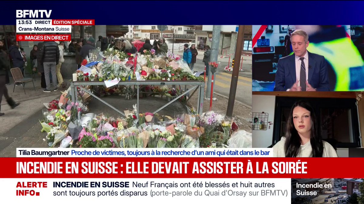 Incendie en Suisse: "Ils étaient dans le fumoir, c'est l'endroit le plus loin" de la sortie, explique Tilia, à la recherche d'un ami qui était dans le bar