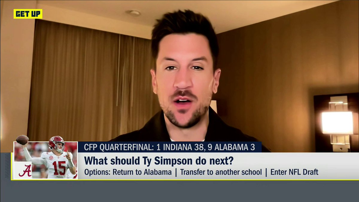 "He had the most to gain and the most to lose, and he lost a lot." Jordan Rodgers believes Ty Simpson SHOULD come back to Alabama after losing to Indiana in the CFP 👀