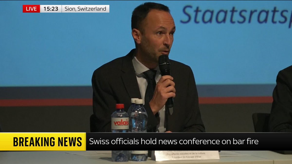 'This is a tragedy for Valais... It is also a tragedy for the whole of Europe' Valais local government chief, Mathias Reynard confirms 40 people are known to have died in the Switzerland bar fire, and 119 are in hospital Live updates ➡️ 📺 Sky 501