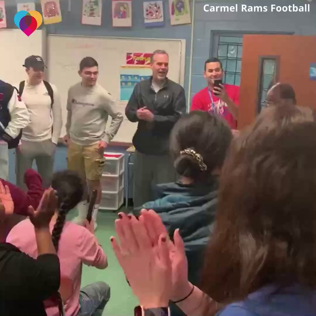 INCLUSION WITH LOVE: This high school football team chipped in money to buy a varsity jacket for a special needs student named Caleb, who is part of the team. Then, they got together to present the gift to him in class ❤️