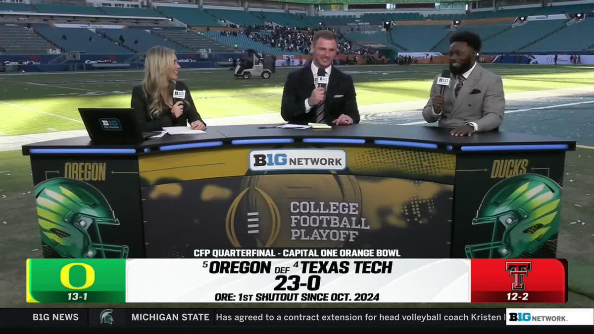 The Ducks turned in a shutout at the Capital One Orange Bowl 😤 Kenjon Barner and Jake Butt talk Oregon Football’s elite defense vs. Texas Tech 👇