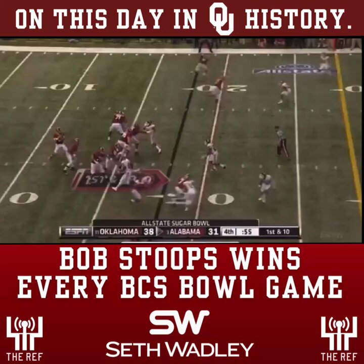 12 years ago today: Bob Stoops became the first coach to win all four BCS bowls and a national championship. The feat was clinched with a 45-31 win over No. 3 Alabama in the Sugar Bowl. 2000 - Orange and national title 2002 - Rose 2010 - Fiesta 2013 - Sugar