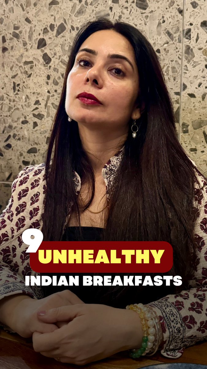 Some Indian breakfasts feel comforting, but quietly work against your energy, digestion and metabolism. 1. Paratha fried in oil: High carbs + fat, almost no protein → slow digestion, sleepiness and cravings. 2. Poha with sev & refined oil: Refined fats + deep-fried sev + low protein → bloating, acidity and hunger soon after. 3. Bread-butter + chai: Simple carbs + fat, zero protein → energy crash within 30–45 minutes. 4. Pakoras / puri-sabzi / bhature: Deep-fried and heavy → hard on digestion, causes lethargy early morning. 5. Maggi / instant noodles: Refined carbs + sodium, no real nutrients → sugar spike, quick crash. 6. Samosa / kachori / fafda–jalebi: Sugar + fat combo → insulin spikes, fat storage and constant cravings. 7. Sugar-loaded cornflakes / chocos: Mostly refined carbs → mood dips and hunger within an hour. 8. Biscuits + tea: Maida + sugar + oil → zero nutrition, daily blood sugar roller coaster. 9. Skipping breakfast: Slows metabolism, increases cravings and leads to overeating later. Your breakfast should fuel you, not drain you. Protein, complex carbs and healthy fats make all the difference. #IndianBreakfast #ProteinFirst #MetabolismHealth #GutFriendlyFood #BeyondDiets