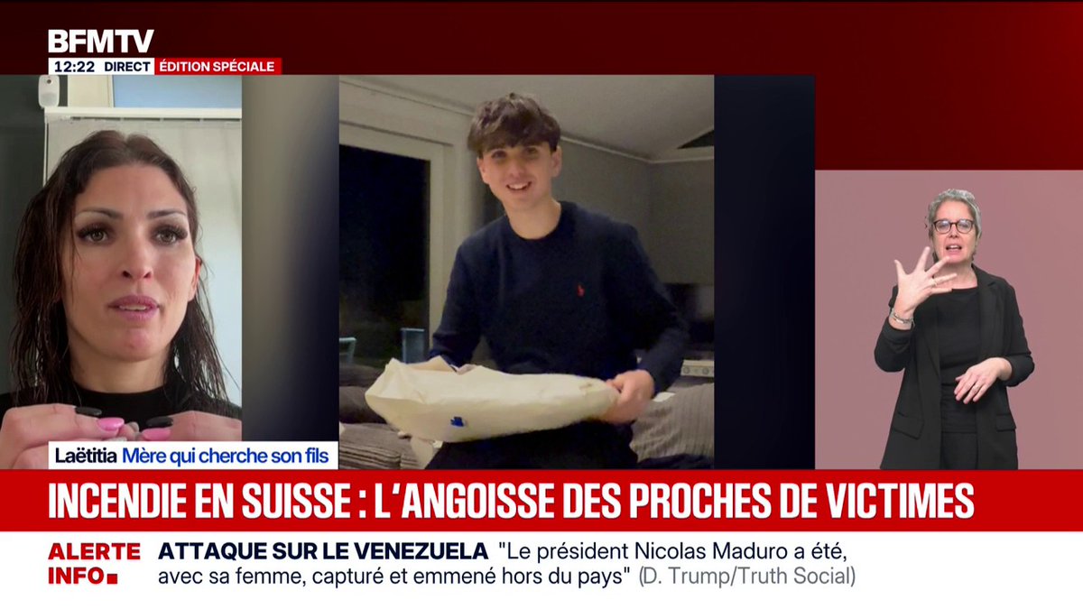 💬 "Si j'apprends que (mon Arthur) est décédé seul, comment je pourrais vivre avec ça?" La colère d'une mère qui cherche son fils disparu après l'incendie de Crans-Montana