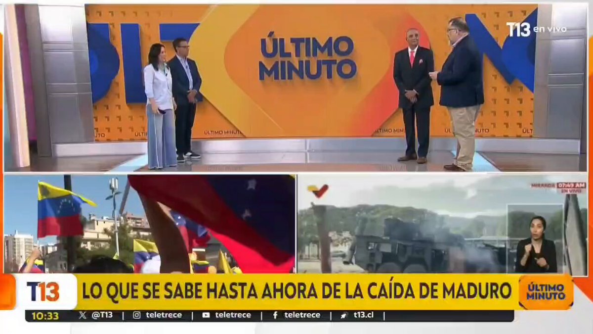 📍El octubrista #CarlosZárate en @t13 es otro que anda triste en TV por la captura del narcodictador Nicolás Maduro. #VenezuelaLibre