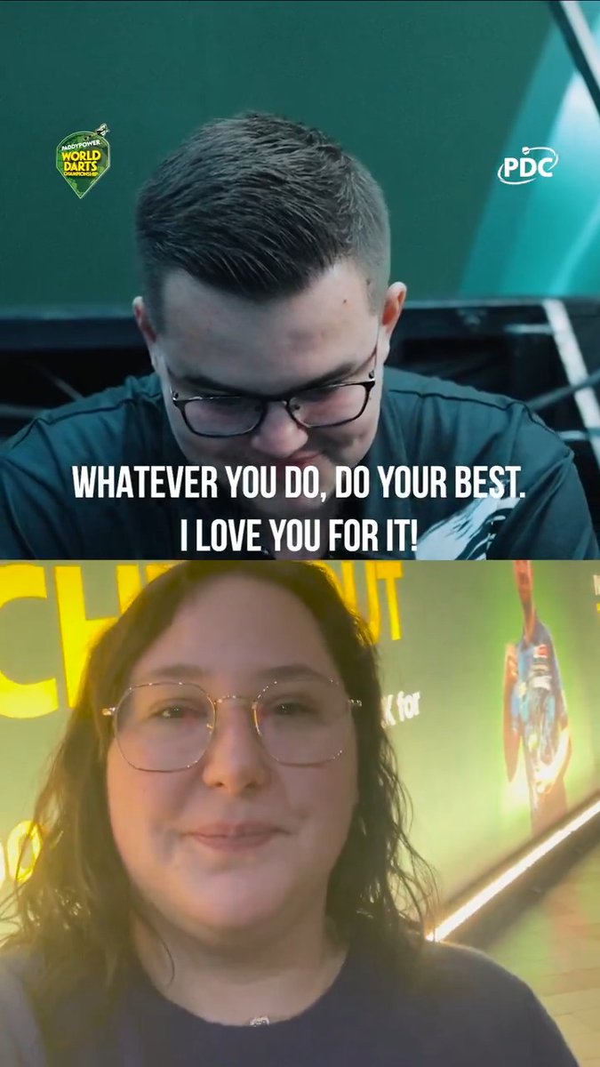A message from Gian's girlfriend. 💌 #WCDarts | Gian van Veen