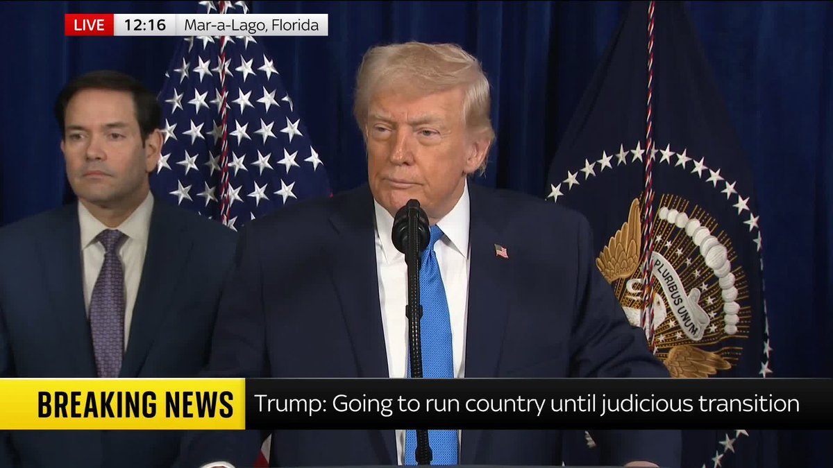 'Does the US running Venezuela mean that US troops will be on the ground?' - Reporter 'We're not afraid of boots on the ground' - US President Donald Trump Follow 🔗 📺 Sky 501 and YouTube