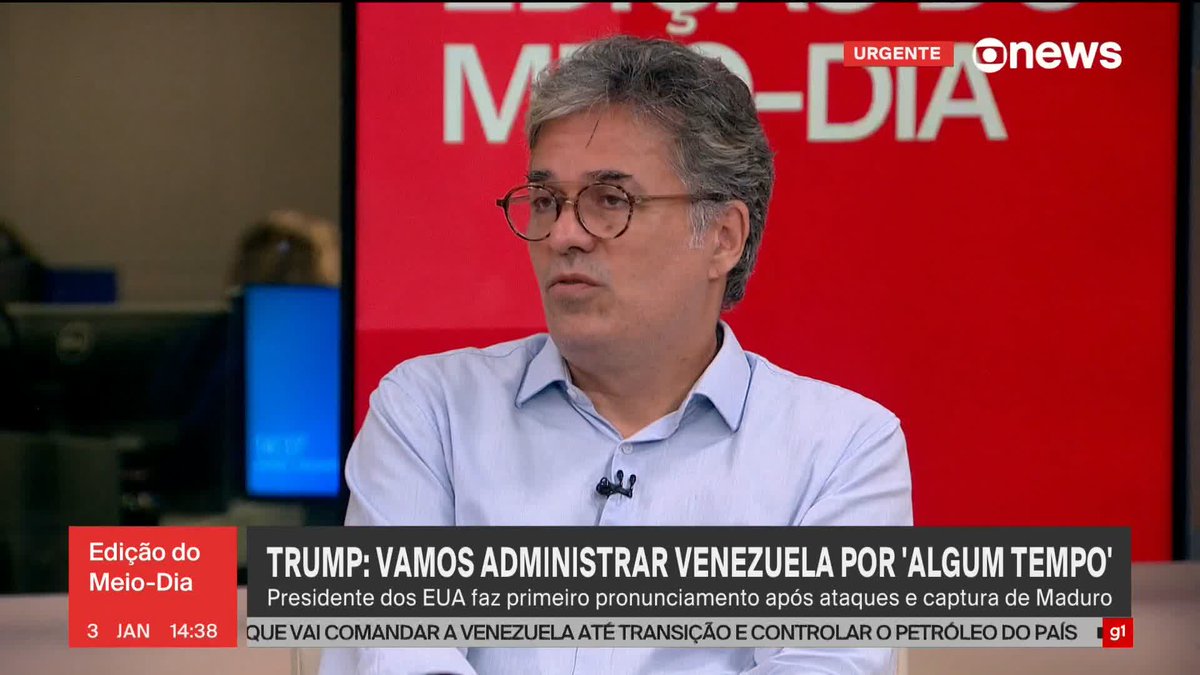 Marcelo Lins sobre ataque dos EUA à Venezuela: Trump não falou de restabelecimento da democracia. A única coisa que ele se fixou foi o petróleo. ➡ Assista: #GloboNews