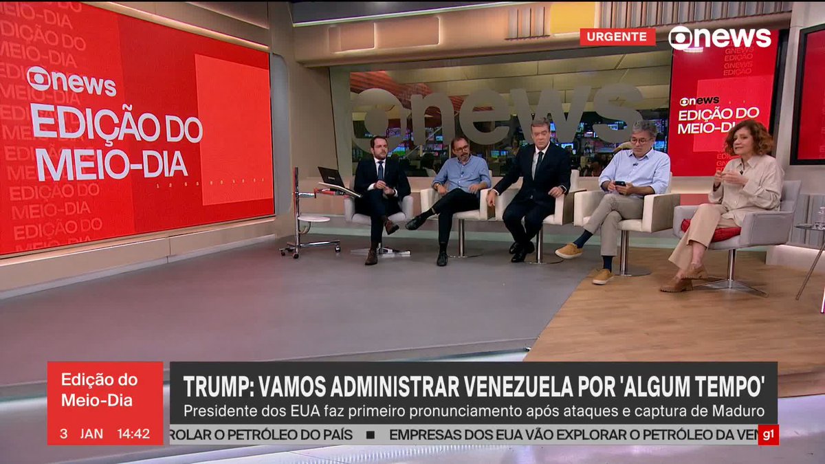 Míriam Leitão sobre fala de Trump: Retrocesso de 215 anos e risco para outros países. Ela destaca que o governo brasileiro não defende Maduro, mas considera que “o que foi feito na Venezuela é uma ilegalidade” e “um desrespeito internacional". ➡ Assista:
