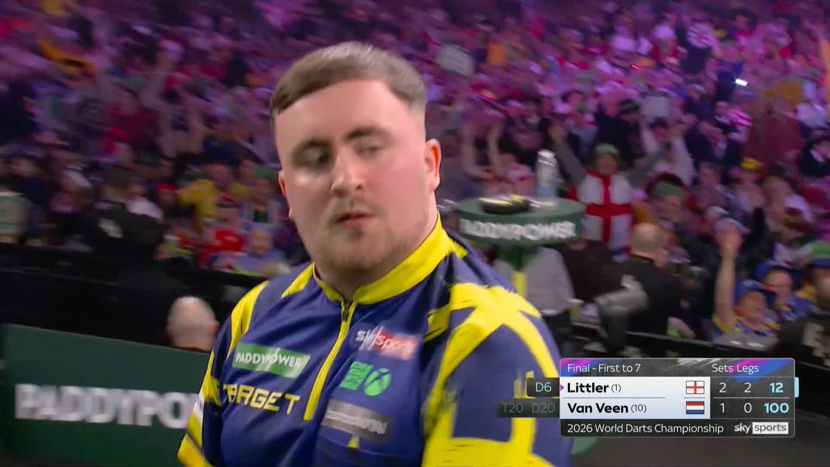 LITTLER MOTORING NOW! Luke Littler wins the fourth set in straight legs to storm his third consecutive set and take a 3-1 lead against Gian van Veen! 📺 #WCDarts | Final