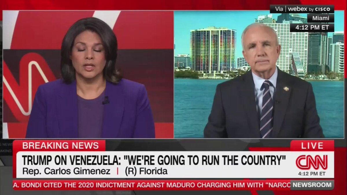 CNN: Are you okay with the US running Venezuela when there are a lot of problems that Americans are complaining about here? Trump says he's going to spend billions of dollars in Venezuela REP. CARLOS GIMENEZ: Yeah, but Venezuela has billions of dollars of resources