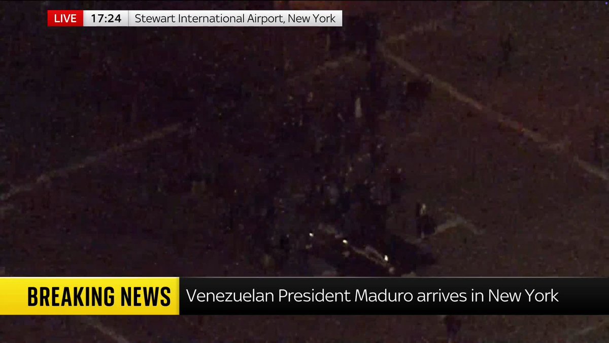 BREAKING: Nicolas Maduro is led away in handcuffs after landing at New York Stewart International Airport. Follow 🔗 📺 Sky 501 and YouTube