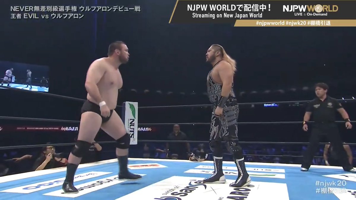 🏟️WRESTLE KINGDOM 20 in 東京ドーム 棚橋弘至引退🏟️ NEVER無差別級選手権試合 ウルフアロンデビュー戦‼️ 🆚 EVIL × ウルフアロン A.WOLF 登録&amp;視聴 ⏩ #NJPW #njpwworld #njwk20 #棚橋引退