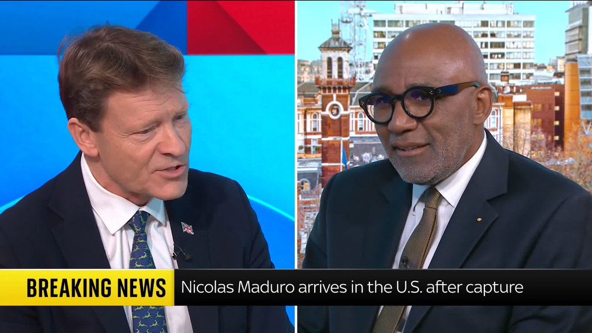 'It's apples and pears nonsense, Trevor. It's chalk and cheese.' Reform UK deputy leader Richard Tice dismisses the argument President Trump is emboldening President Putin by targeting Venezuela. #TrevorPhillips ⏰ 8:30am 📱 📺 Sky 501