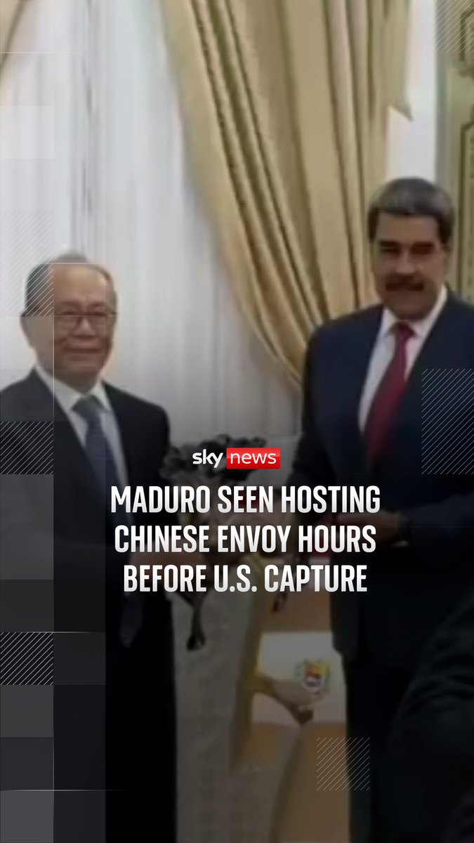 The Venezuelan president was seen hosting China's Special Representative for Latin American Affairs Qiu Xiaoqi in the Miraflores palace in Caracas. The video was taken hours before Maduro was captured by the United States.