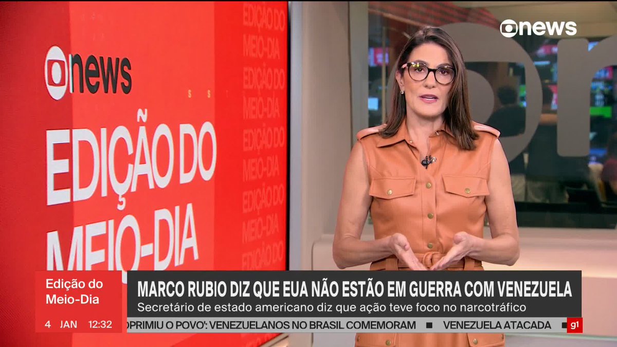 Marco Rubio, secretário de Estado americano, diz que os EUA não estão em guerra com a Venezuela. ➡ Assista: #GloboNews #JornalGloboNews
