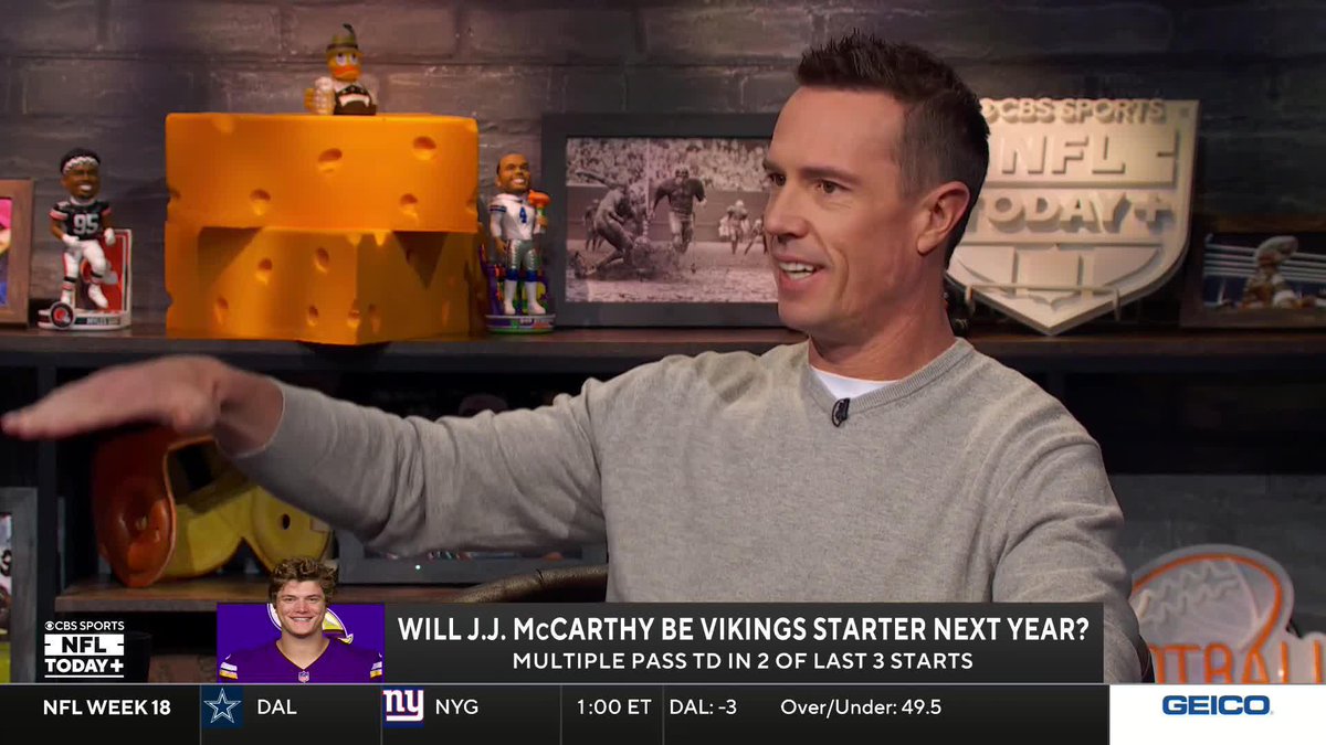 JJ McCarthy hasn’t shown Matt Ryan and Co. on CBS enough to warrant the starting job in 2026. They don’t see him going anywhere but see a competition as a good thing for him to prove himself.