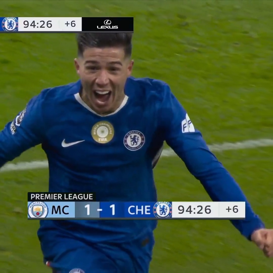 ENZO FERNANDEZ WITH A 94TH MINUTE EQUALIZER FOR CHELSEA. 😱