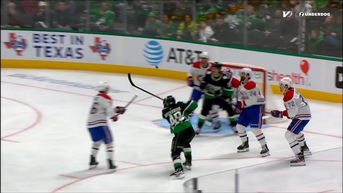 Jamie Benn (one of the few players that still play without a visor) just left the game after landing on his face.