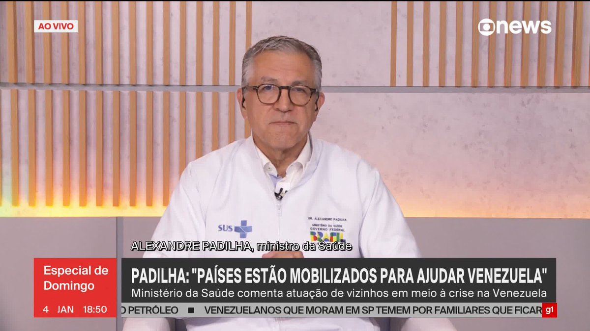 “É importante não só em razão humanitária, mas também porque, se não ajudar, quem também é afetado somos nós”, diz ministro da Saúde, Alexandre Padilha, sobre assistência a venezuelanos. ➡️ Assista à #GloboNews: #EspecialdeDomingo
