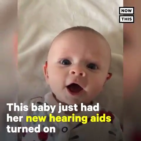 She couldn’t hear her mother’s voice for the first four months of her life… watch what happens when they activate her hearing aids for the very first time.
