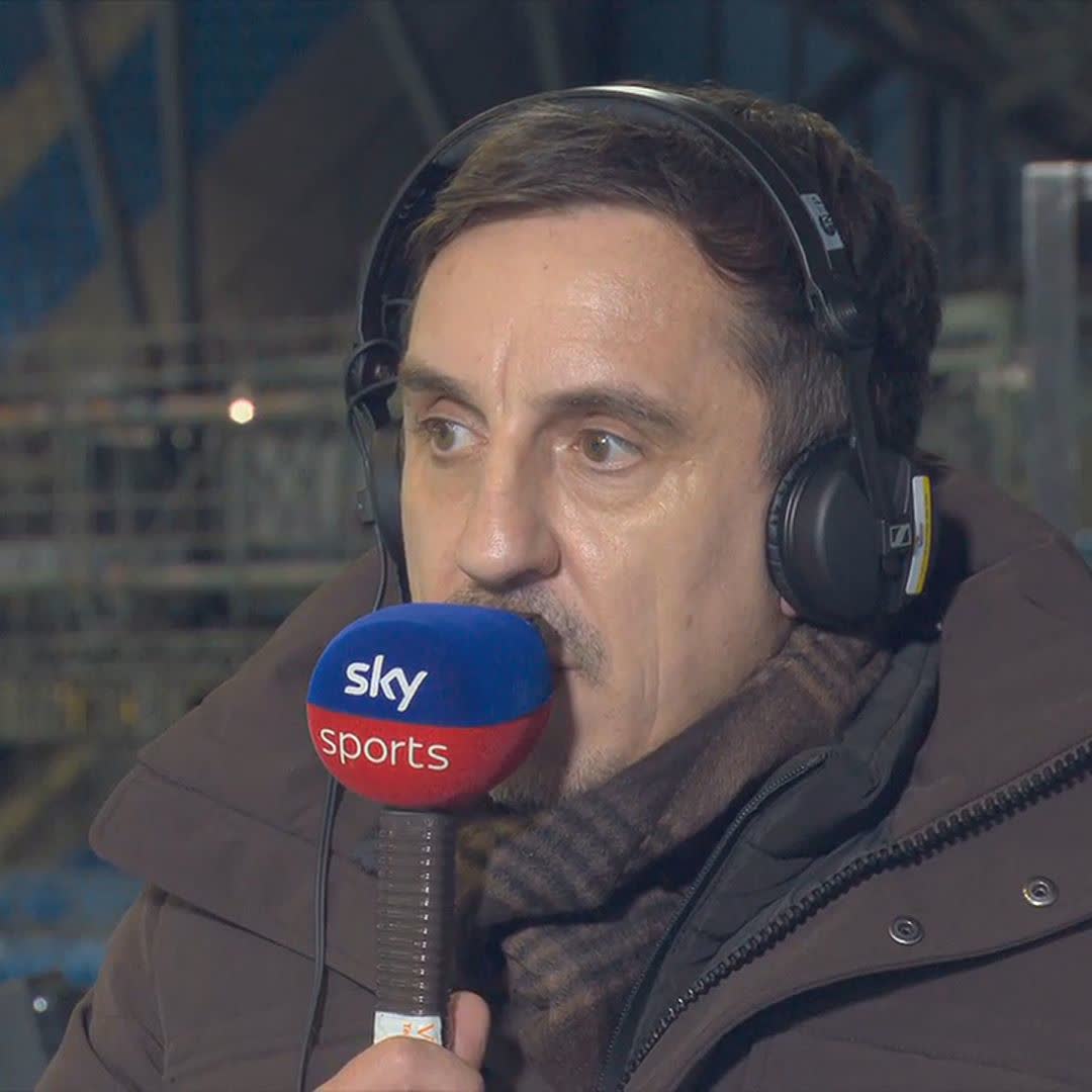 Gary Neville on Amorim's comments. "Something is annoying him. He's mentioned my name. No problem with that. I've been quite supportive of Man Utd performances. I'm surprised Man Utd spent that much money in the summer. Utd need a central midfield player"