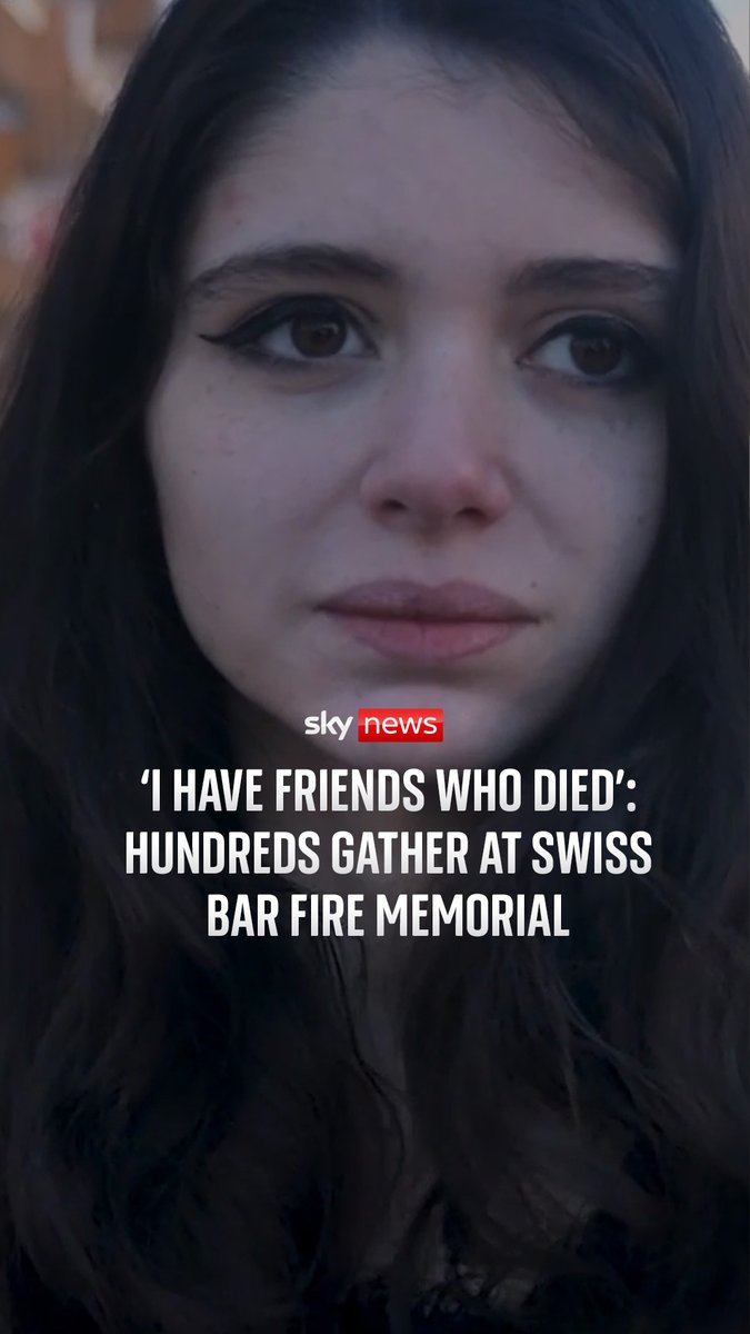 "I have friends in hospital and friends who died", one mourner tells Sky's Rob Harris as hundreds gather at a memorial to those who died in a fire in the Swiss ski resort of Crans-Montana.