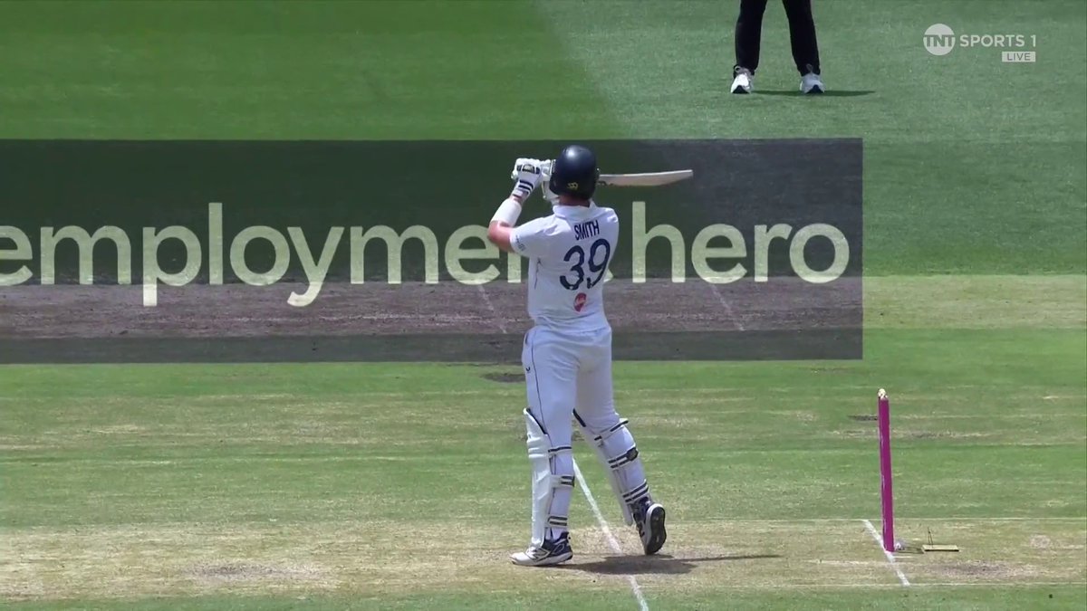 Jamie Smith is out for 46 just before lunch — and Steven Finn was not impressed!