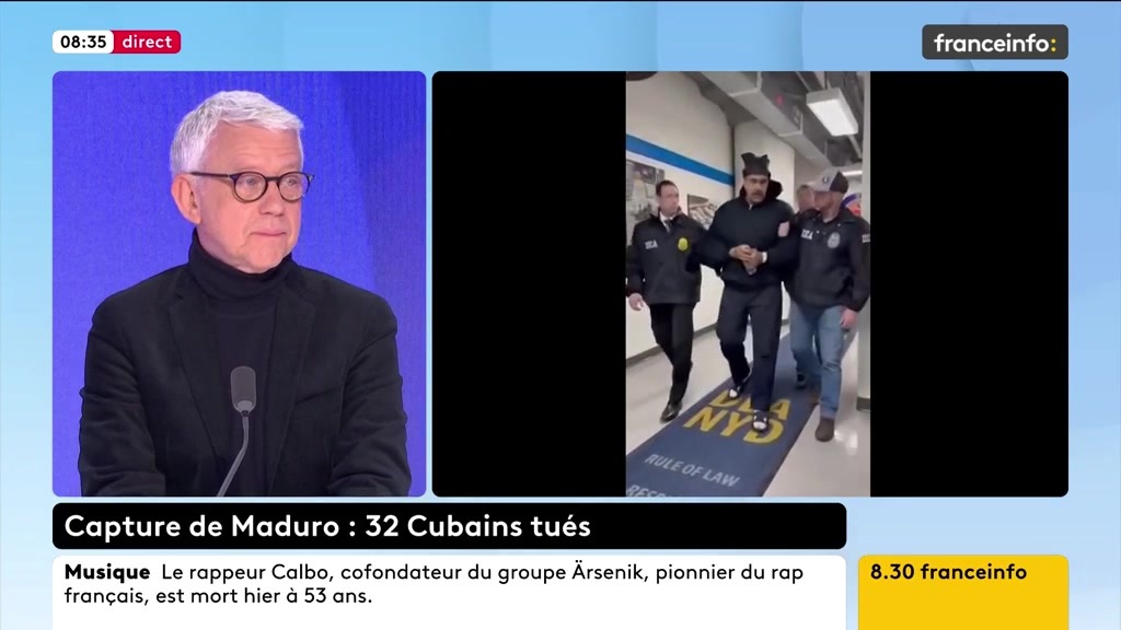 🔴 Capture de Maduro ➡️"C'est un coup de force, ce n'est pas tellement un coup d'État. Pour qu'il y ait, si c'est ce que Trump souhaite, un changement de régime, le travail ne fait que commencer", dit Bruno Tertrais, directeur adjoint de la Fondation pour la recherche stratégique