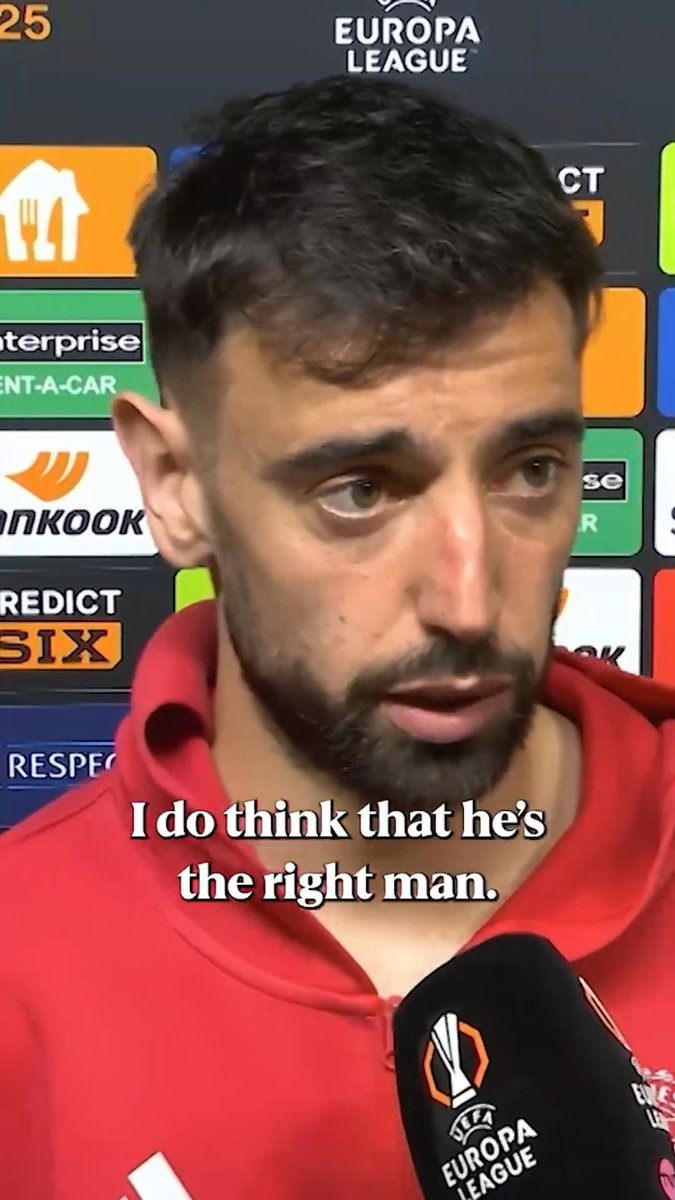 Man United captain Bruno Fernandes talking about Ruben Amorim after last season's Europa League final 💔