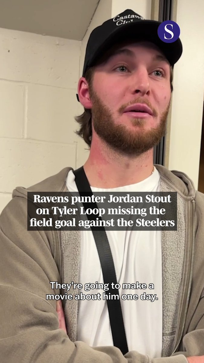 Ravens punter and holder Jordan Stout says he thinks "they're going to make a movie about" Tyler Loop one day while talking about the rookie's missed field goal that ended the Ravens season Sunday night in Pittsburgh. "When he's the best in the league, I think he'll look back on it as the moment that made him," Stout said. Read more: 🎥: Sam Cohn, The Baltimore Sun