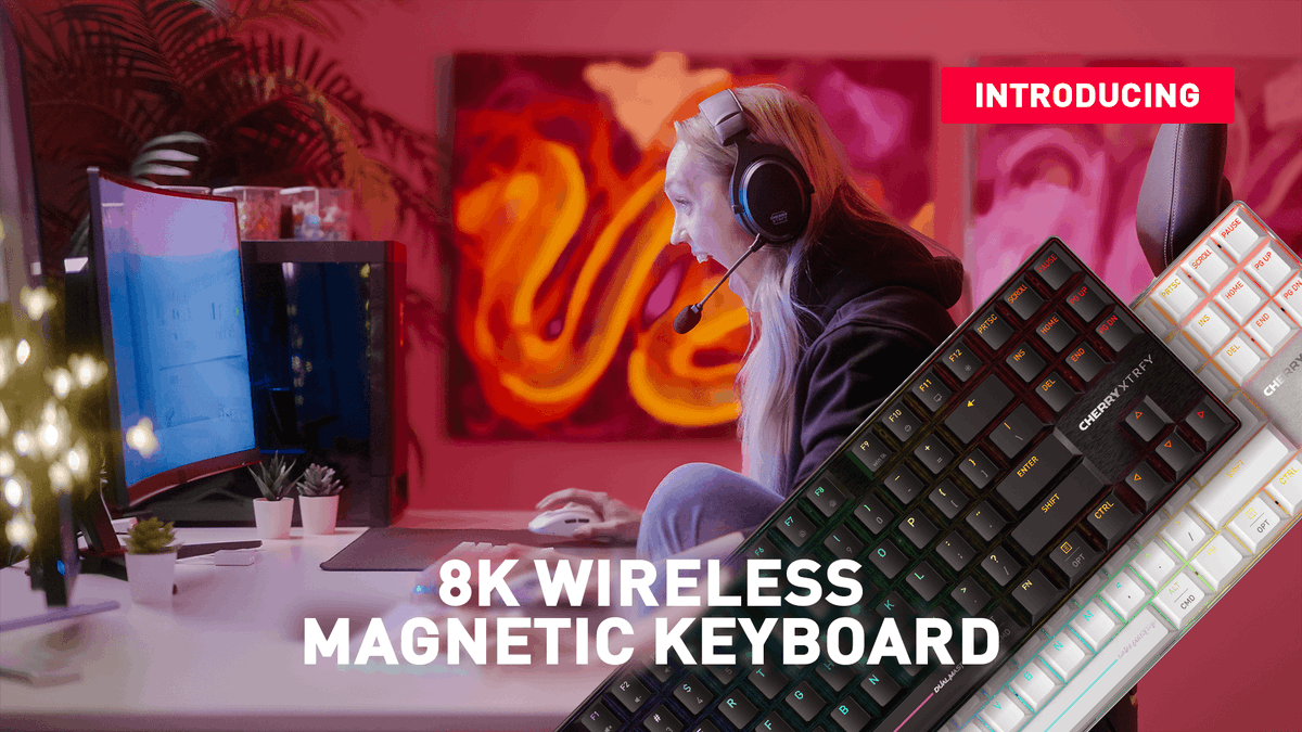 Launching January 29th 💥 CHERRY XTRFY MX 8.2 Pro TMR Wireless keyboard. More than magnetic. ☑️ 8000 Hz ultra-fast wireless. ☑️ CHERRY MK Crystal Magnetic switches. ☑️ TMR sensing with 0.01 mm precision. ☑️ Magnetic + mechanical hot-swap. Learn all about it at #CES2026
