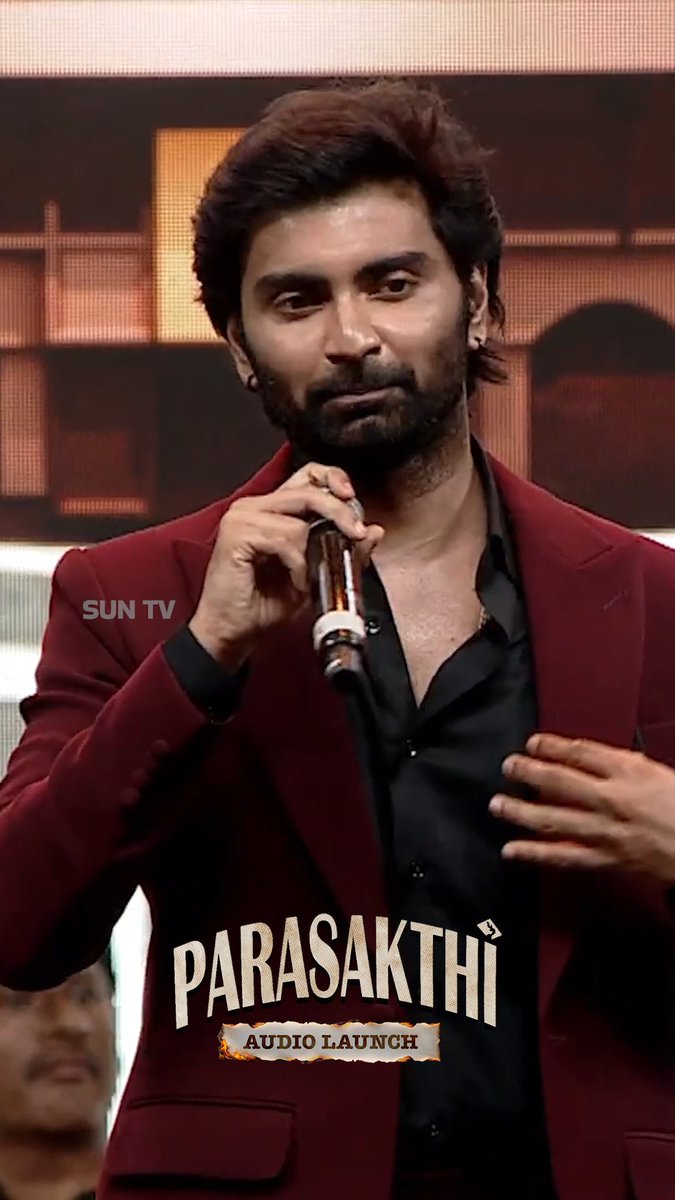 Atharvaa’s sweet words about SK! ❤️ #SunTV #Parasakthi #ParasakthiAudioLaunchOnSunTV #Sivakarthikeyan #Atharvaa