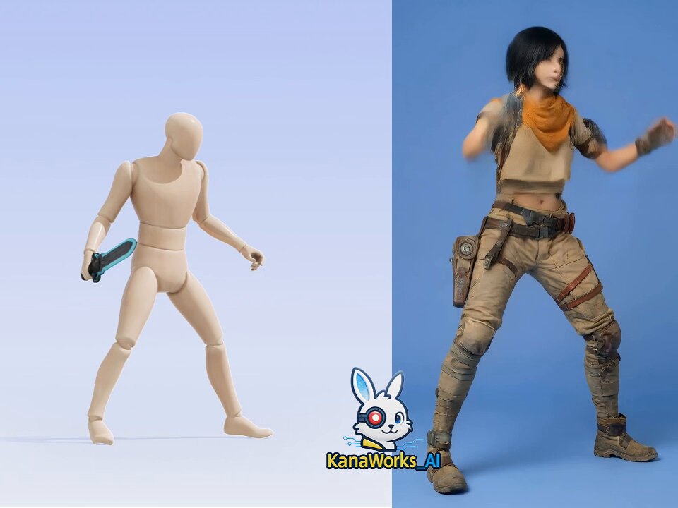 Tencent HY-Motion 1.0 テスト③ ワークフロー Nanobanana で画像生成 → Hunyuanでアニメーション作成 → Kling 2.6 Motion Control 📌結果 🐰挨拶／ボクシング／銃を持った巡回／ダンス：いずれも非常に良好で、動きも自然。 🐰剣を振る動作：一部のフレームで剣に残像が出ることがある。 🐰全体としてはとても良い仕上がりです。 🐰ちなみに少し面白かった点として、参考用のモデルが服を着ていない状態だと、違反判定されて動画が生成されず、クレジットが返却されることがよくありました🤣🤣とはいえ、何度か試すと通ることもあって、それがまた笑ってしまいます。 遊べるポイントが本当に多くて、時間が全然足りません。ワクワク❣ 2026.01.06 #hunyuan #KlingAI #KlingMotionControl #kanaworksai
