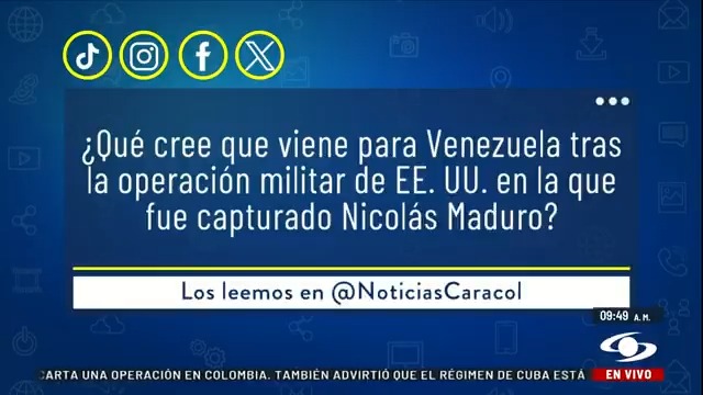 ¿Qué cree que viene para Venezuela tras la operación militar de Estados Unidos en la que fue capturado Nicolás Maduro? Los leemos en Noticias Caracol