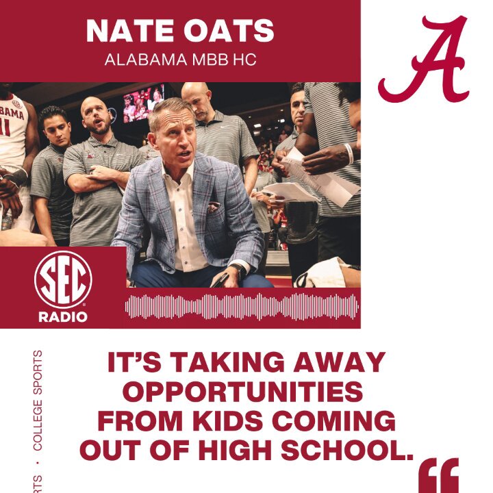 "You kind of have to if they're eligible and somebody else is gonna get them." While not for it, Nate Oats talked to Peter Burns &amp; Chris Doering about recruiting former G-League players on #SECThisMorning! Alabama Men’s Basketball | #RollTide