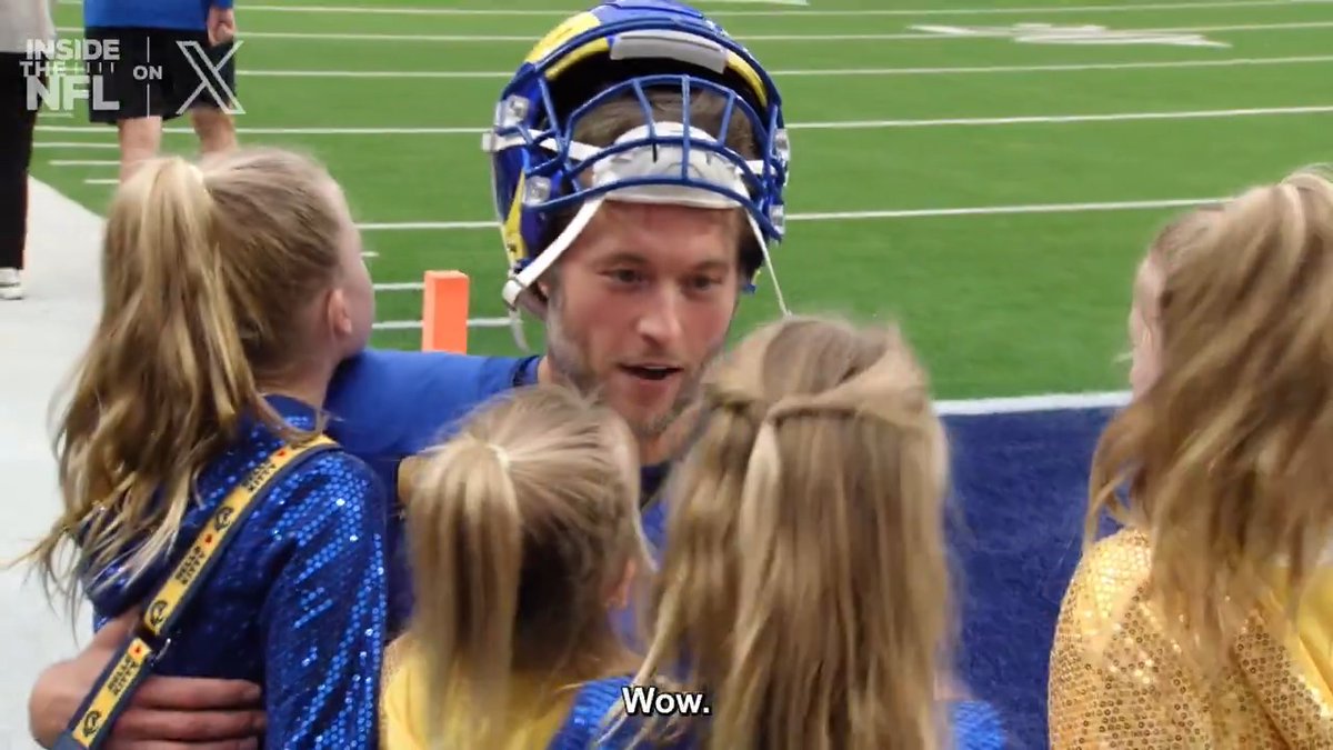 Matthew Stafford and his family shared a moment before his last game of his 17th season ❤️ Los Angeles Rams Inside the NFL Week 18 Mic'd Up on X